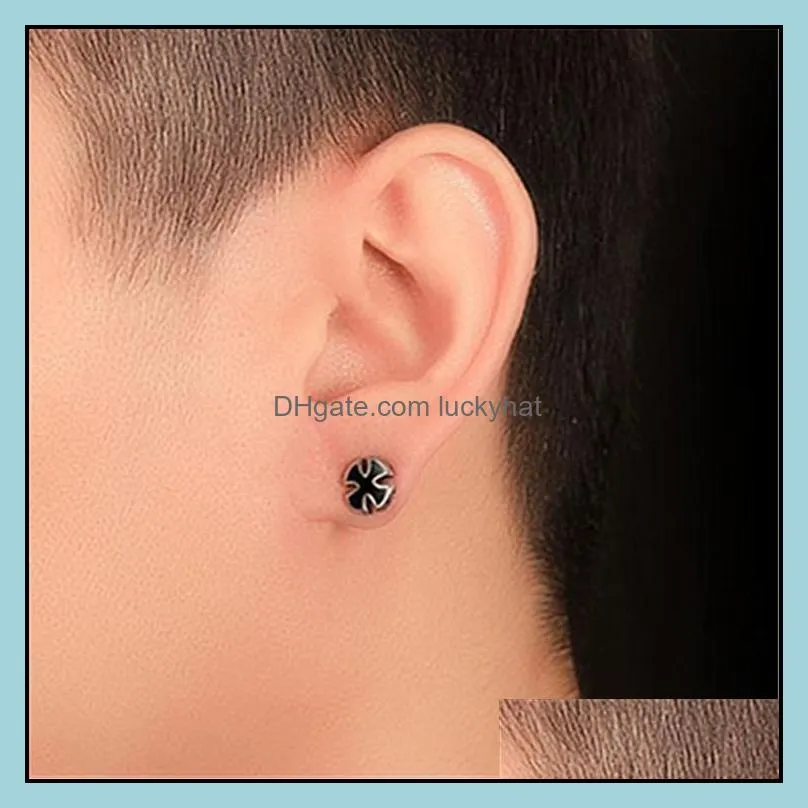 stud earrings for men retro hipster creative cross nonallergic black earrings mens personality drop rubber ear jewelry