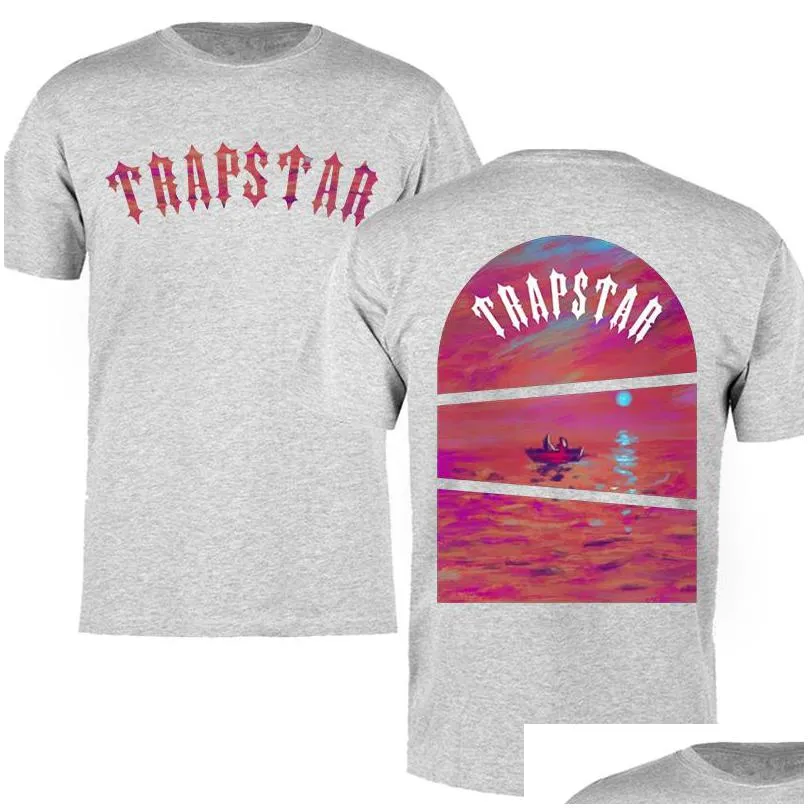 trapstar street brand tshirts man sunset at sea art print t shirt cotton oneck short sleeve casual oversized loose tops