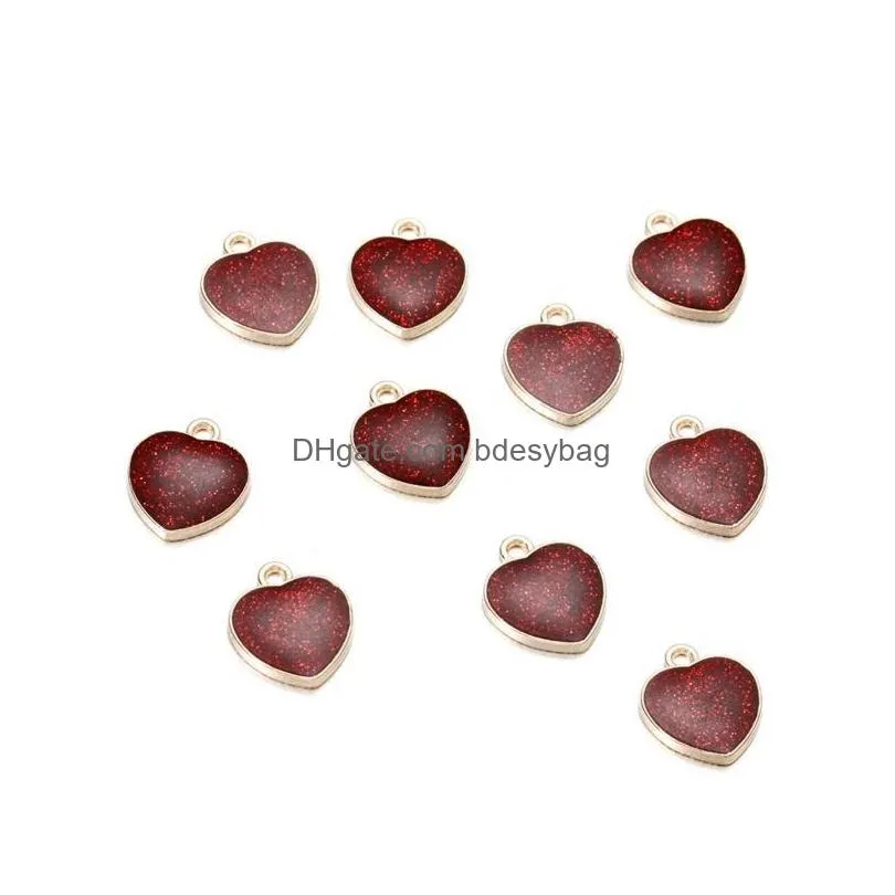 charms pcs alloy drop oil love heart charm pendant for diy necklace bracelets earrings mobile phones case pendantcharms