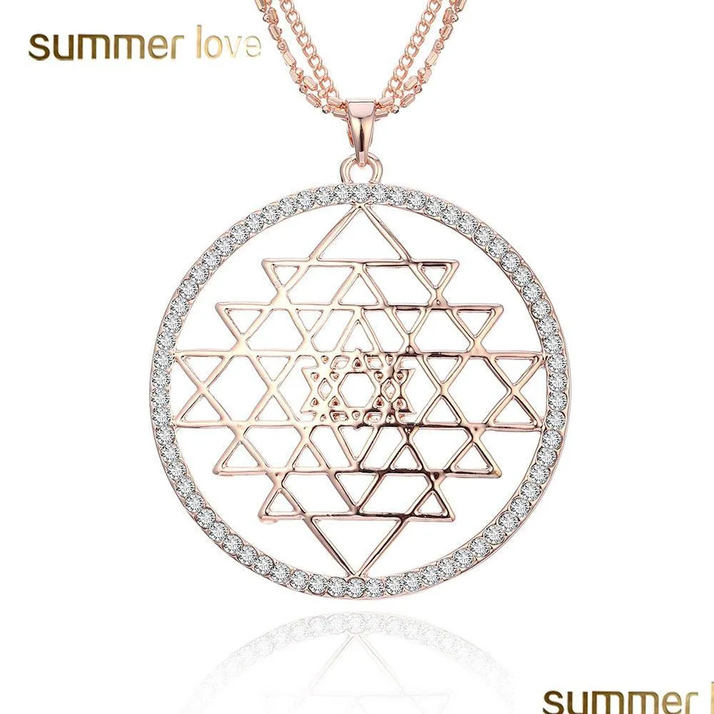 fashion white crystal hollow round rhombus pendant necklace for women 70cm long sweater chain lover gifts wholesale choker