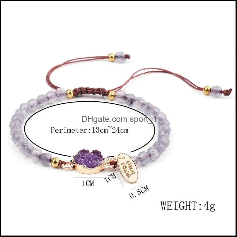  handmade 4mm amber stone braided beads bracelet for women pink purple white adjustable weave bracelet fashion jewelry