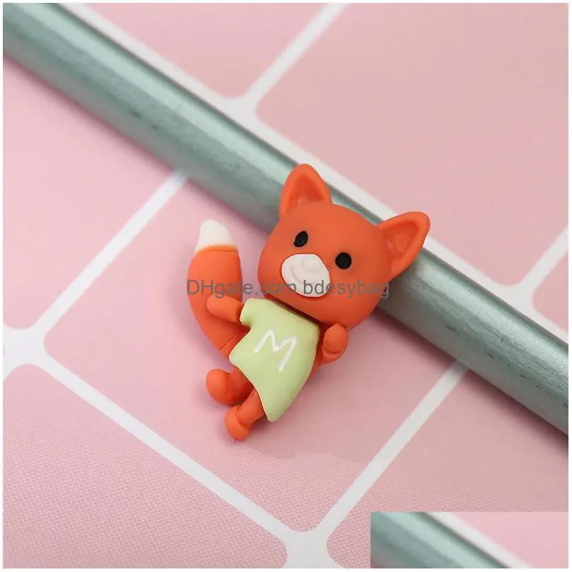 30pcs cute rabbit components fox tiger hippo flatback resin cabochon cartoon characters for hair bow centers diy scrapbooking decor