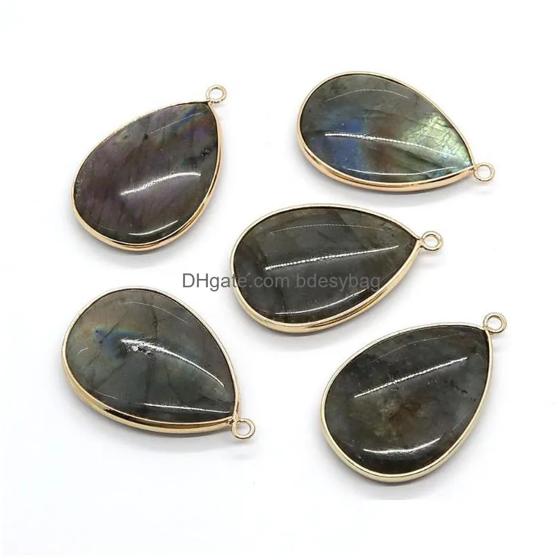 charms natural stone water drop shape pendants labradorite gemstone jewelry diy making earrings necklace flash accessoriescharms