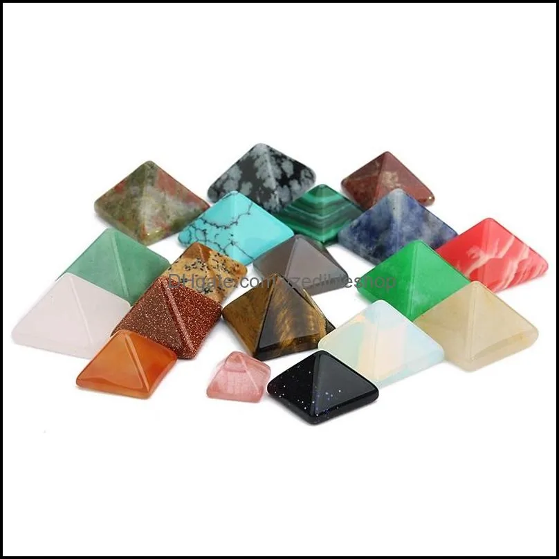 pack of 7 chakra pyramid stone set crystal healing wicca natural spirituality carvings natural stone square quartz turquoise 401 q2