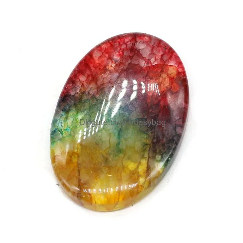 charms 1pcs natural stone pendants egg shape agates for women jewelry making diy bracelet necklace accessories size 30x45mm