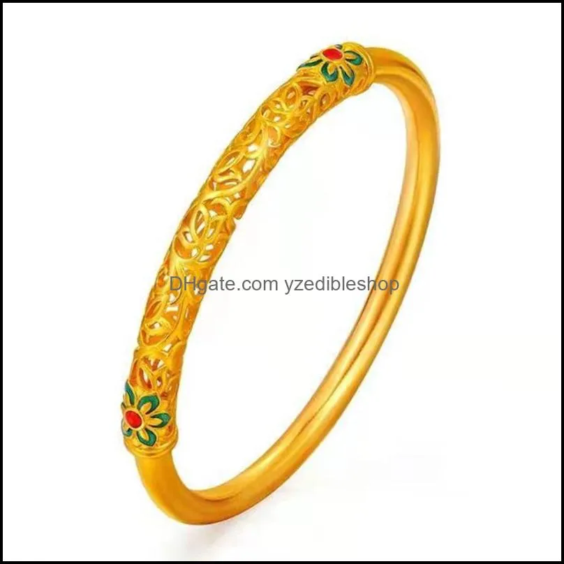 enamel open bracelet gift dunhuang cultural jewelry inheritance auspicious blessing enamel bracelet handcarved flower hollow bracelet