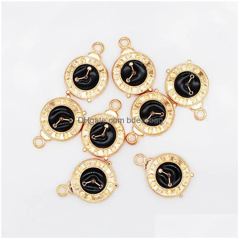 charms 10/20/50pcs arrival oil drop cute clock enamel alloy pendant fit necklaces bracelets diy jewelry accessoriescharms