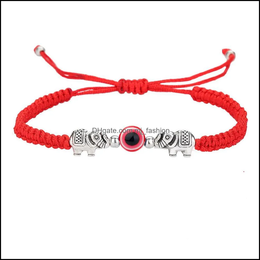 hanmade rope chain fatima hand evil blue red eye pendants bracelet fashion lucky elephant tortoise woven red string bracelets for women men christmas