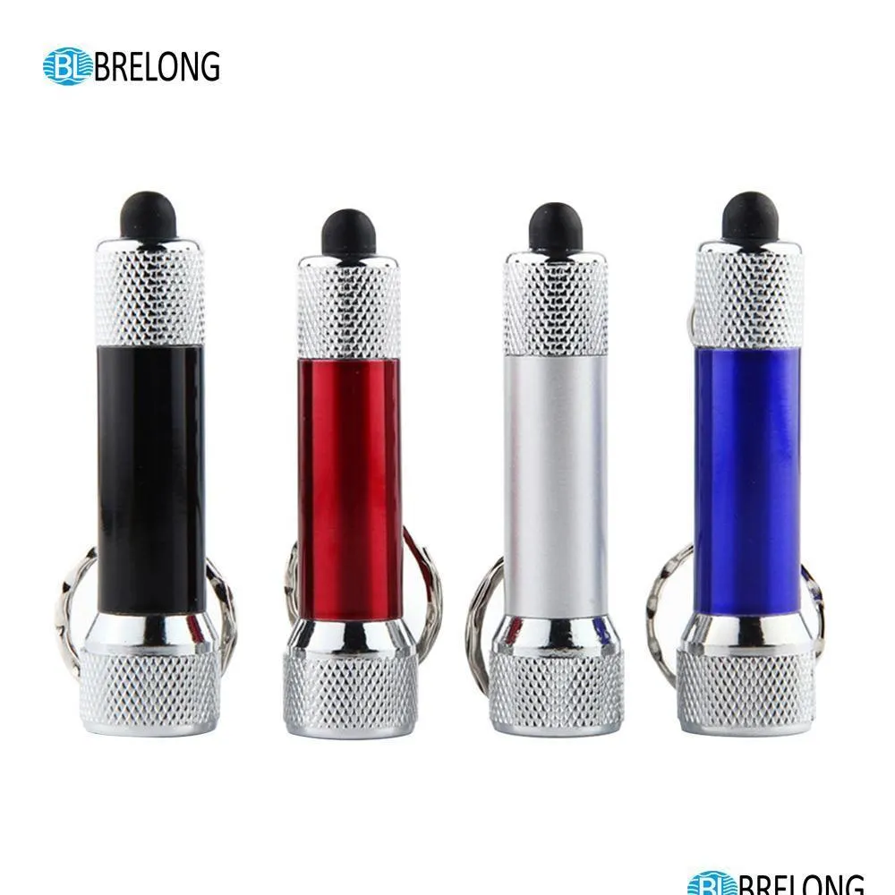 brelong portable 5 led mini flashlight light torch aluminum keychain keyring chain blue red silver black