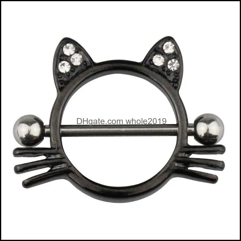 cat breast piercing jewelry stainless steel nipple rings bar shield cover barbell adult for women sexy piercings 165c3