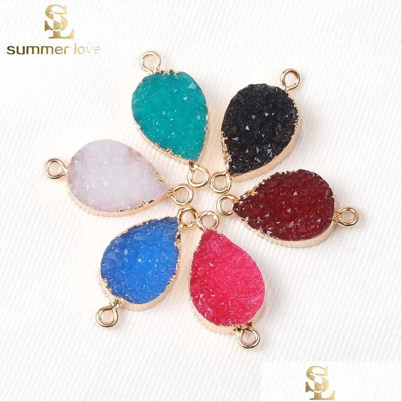  fashion six color nature resin waterdrop geometry durzy pendant necklace for necklace bracelet diy jewelry making