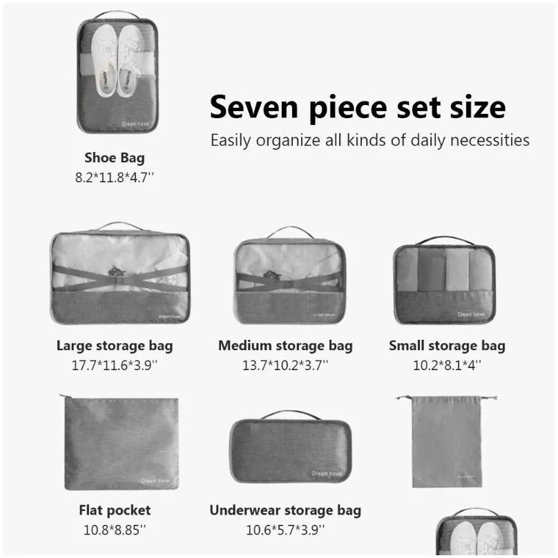 packing cubes organizer bags for travel accessories packing organizer bags for clothing underwear shoes cosmetics 7pcs