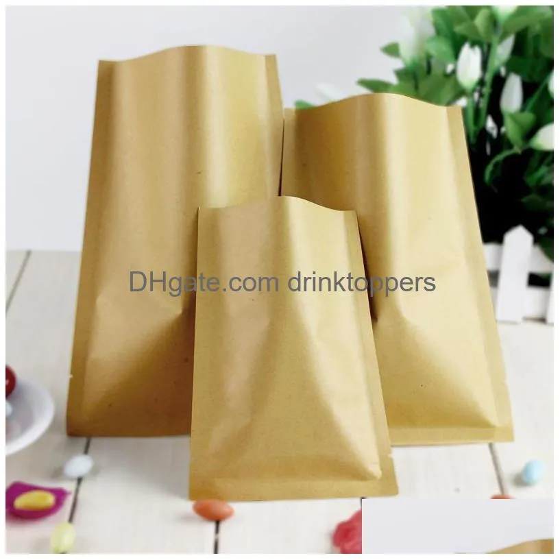 gift bags 200pcs/lot 8 sizes open top flat kraft paper al foil laminated heat sealed bag vacuum pouches food packaging