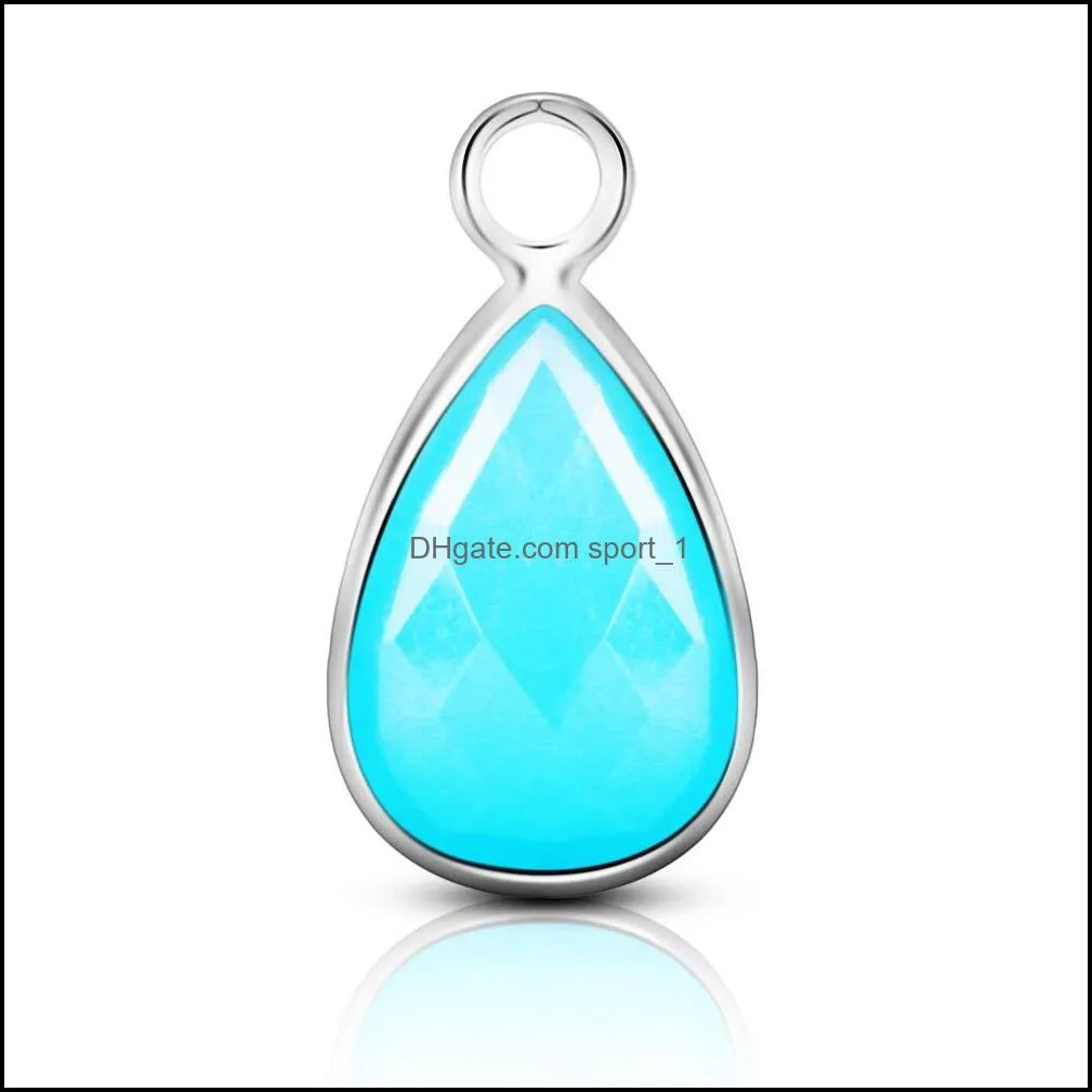 blue waterdrop glass copper pendant for necklace bracelet fashion transparent charm for diy jewelry making