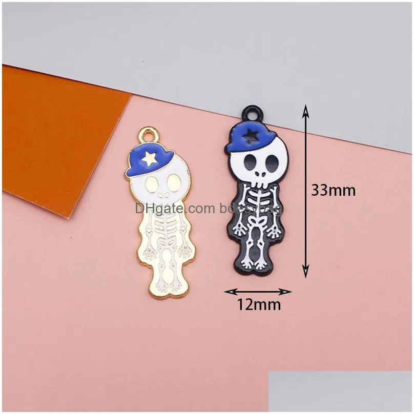 charms halloween couple skeleton ghost alloy drip oil diy jewelry accessories holiday horror haunted house pumpkin pendantcharms
