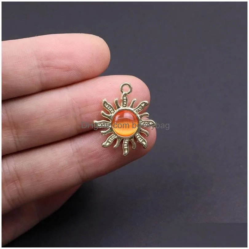 charms wholesell 6pcs 18mm cateye sun pendant for girl women earrings necklace diy handmake fashion jewelry 3 colorscharms