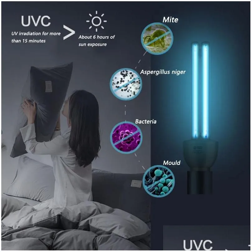 uvc ultraviolet sterilizing lamp uv lights e27 15w 20w bulb for home office germicidal lamp fixtures 110v 220v