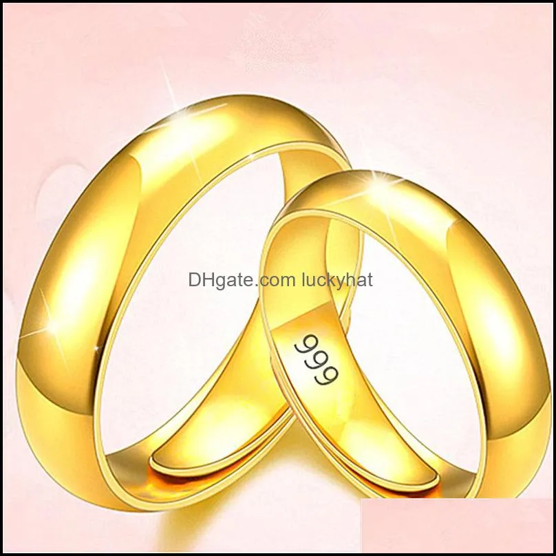 couple rings gold simple fashion fine jewelry fashion luxury golden engagement wedding ring anniversary gift women men ring