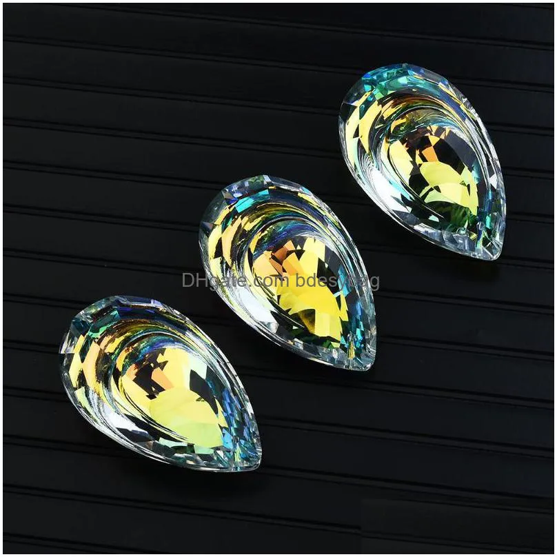 charms 30x50mm fashion necklace exquisite glass pendant transparent rainbow couple 2pcs for making diy jewelry gift