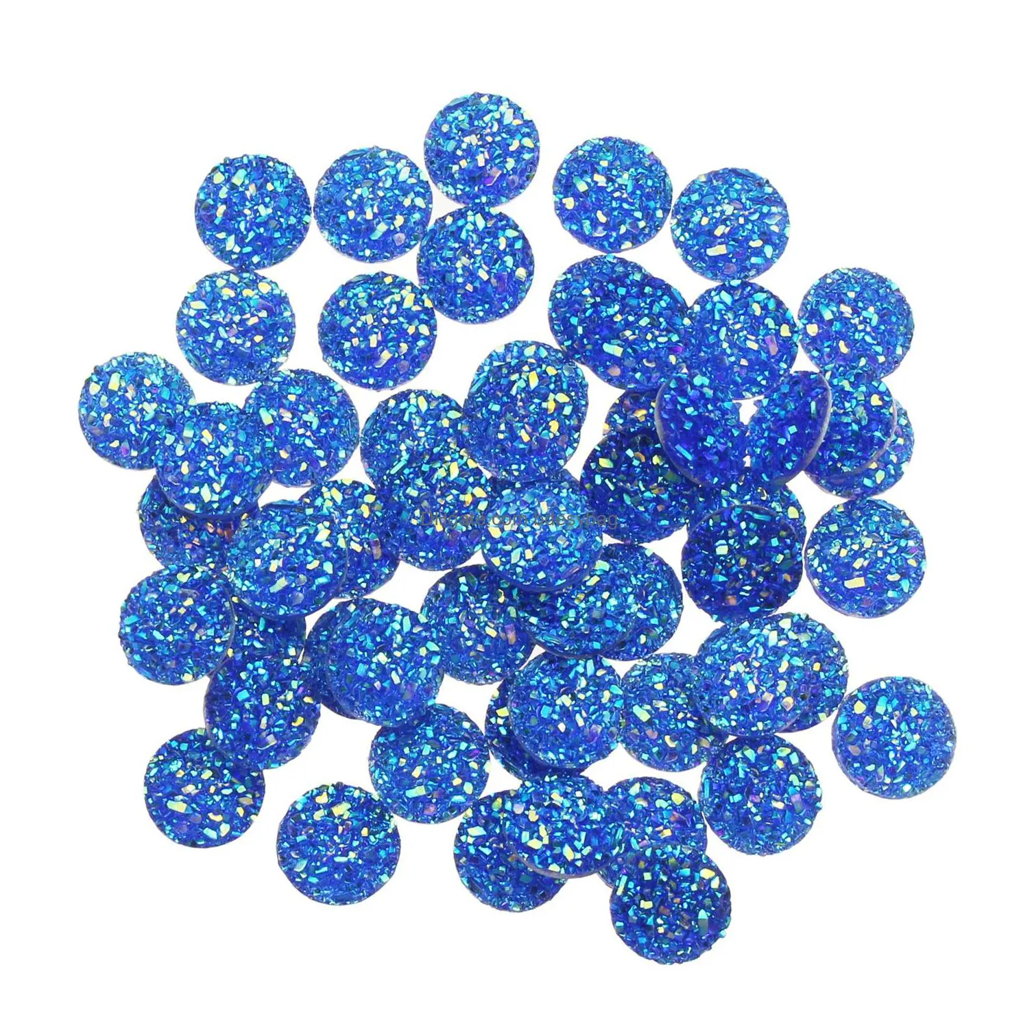 1000pcs 12mm flatback resin druzy round cabochons cameo for charms pendant bracelet jewelry diy making accessory findings