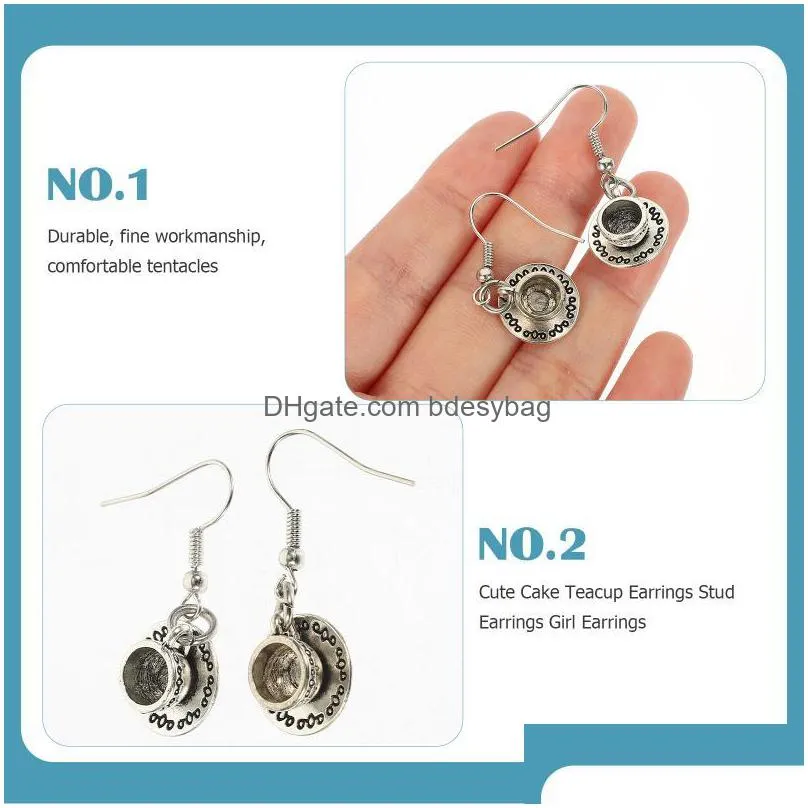 charms pair alloy tea cup earring metal vintage charm style earringcharms