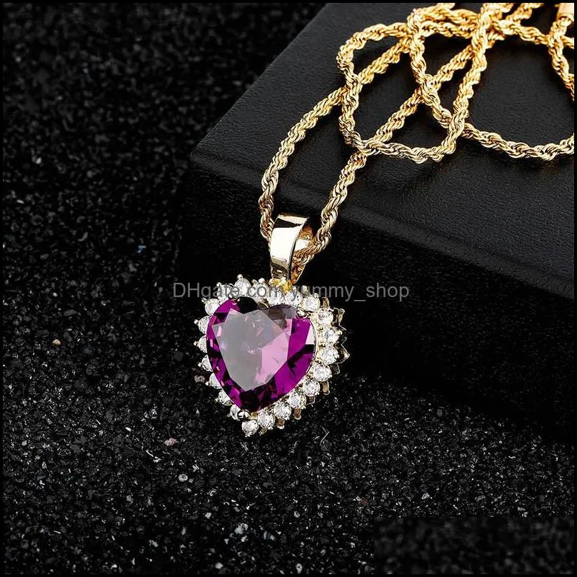 love heart necklaces fashion gold silver color men women pendant necklaces luxury big size heart zircon hip hop necklaces 3483 q2