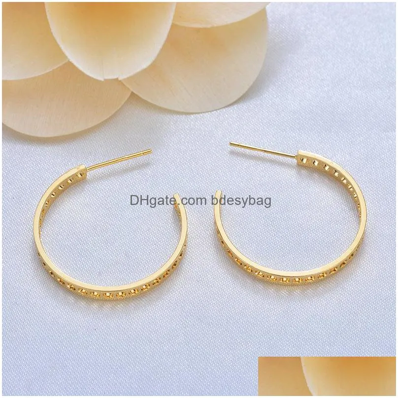 20pcs circle 30mm 24k gold color brass round circle earrings loop stud earrings high quality jewelry findings accessories