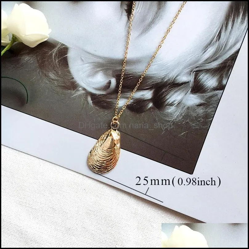 fashion gold alloy cowrie shell necklace for women conch starfish chain pendant necklace summer beach jewelry gift