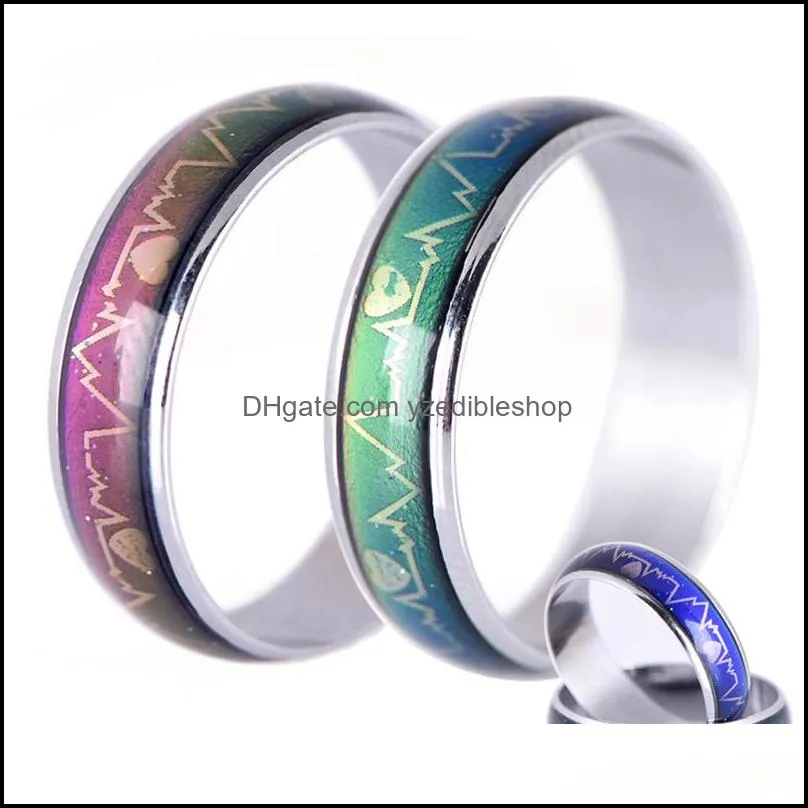 fashion creative platinum quality magic ring temperature colorchanging ring electrocardiogram heartbeat colorchanging