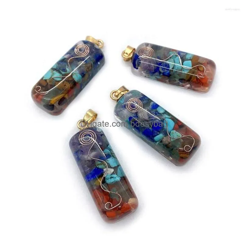charms natural stone resin gravel color reiki healing pendant key chain crystal necklace earring accessories