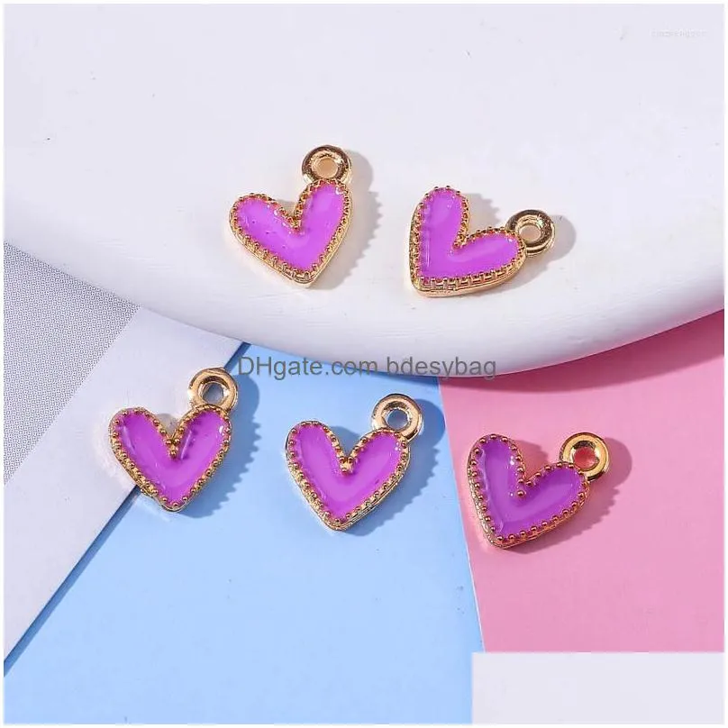 charms 40pcs/set colorful cute love heart enamel pendant charm for jewelry making diy necklace earring bracelet accessories wholesale