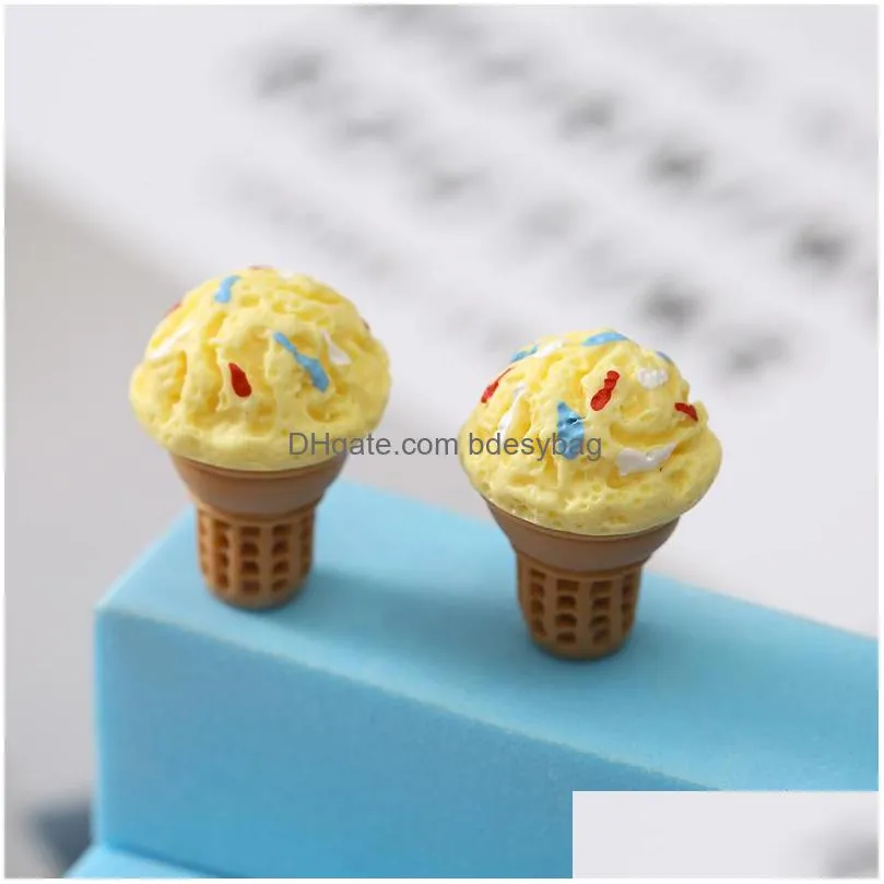 20pcs simulation 3d miniature ice cream resin components cabochon flatbacks fake food play diy charms scrapbooking decoration