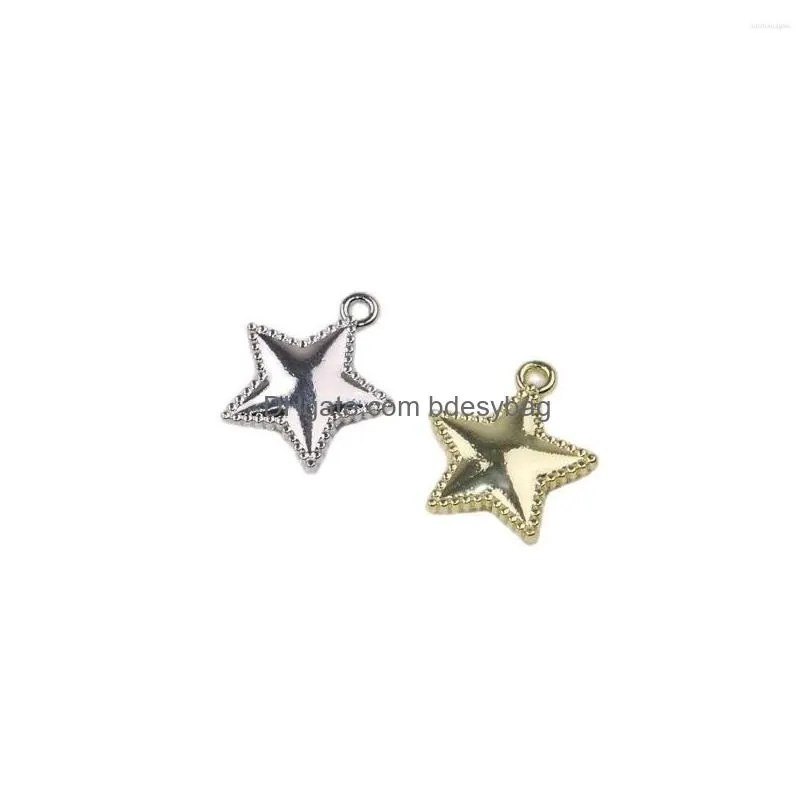 charms eruifa 20pcs 15mm 3d polished star zinc alloy coin necklace earring bracelet fashion jewelry diy handmade 2 colors