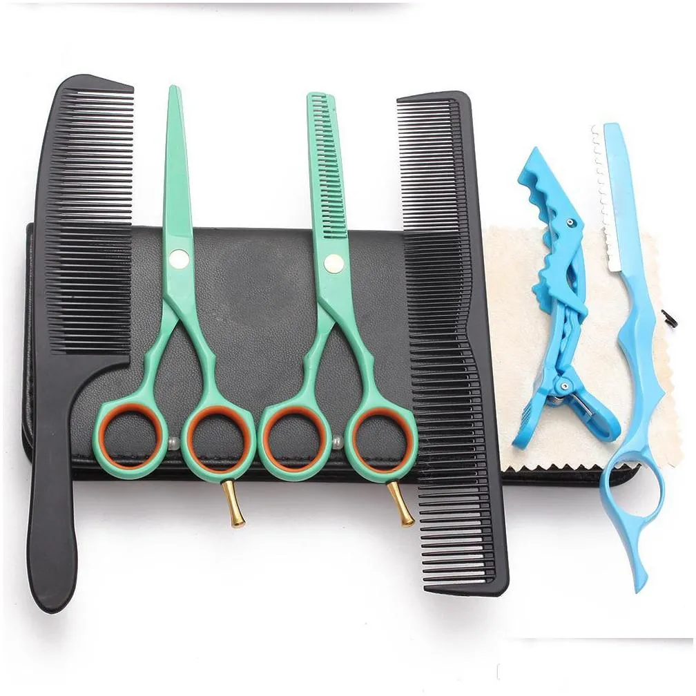 hair cutting scissors suit 5.5 6 440c thinning shears barber makas hairdressing scissors razor professional hair scissors set