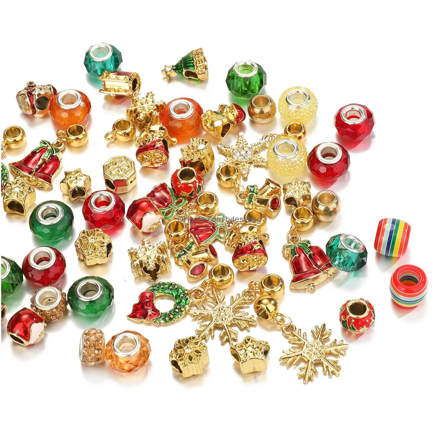 40pcs/lot special bracelet christmas tree santa claus little bear charms beads women diy fashion jewelry