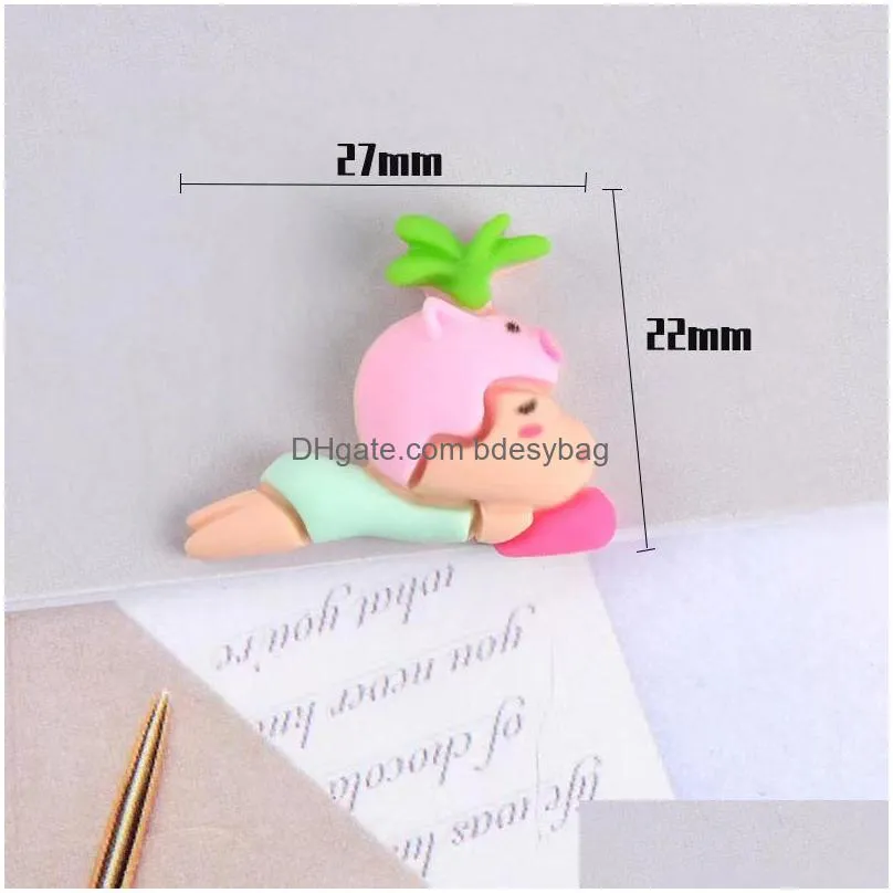 20pcs resin components cartoon pig cap girls cabochon scrapbooking paper diy crafts phone shell decor hair brooch kids toys ornament