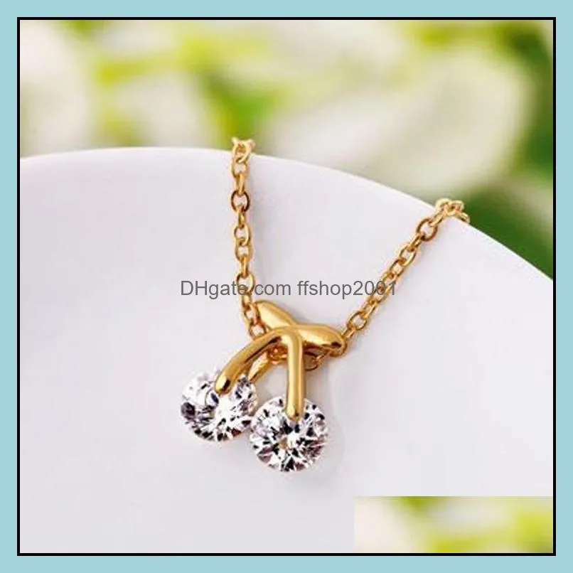 cute gold necklaces fashion women collares 18k gold/white gold plated slide pendants jewelry with chain gros collier femme pendant