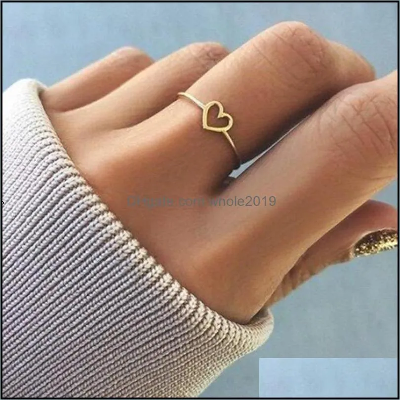 wholesale 2020 fashion rose gold color heart shaped wedding ring for women valentines day gift 672 q2