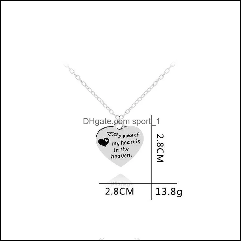  fashion a piece of my heart is in the haven words charm jewelry round heart necklace for woman silver heart pendant necklace