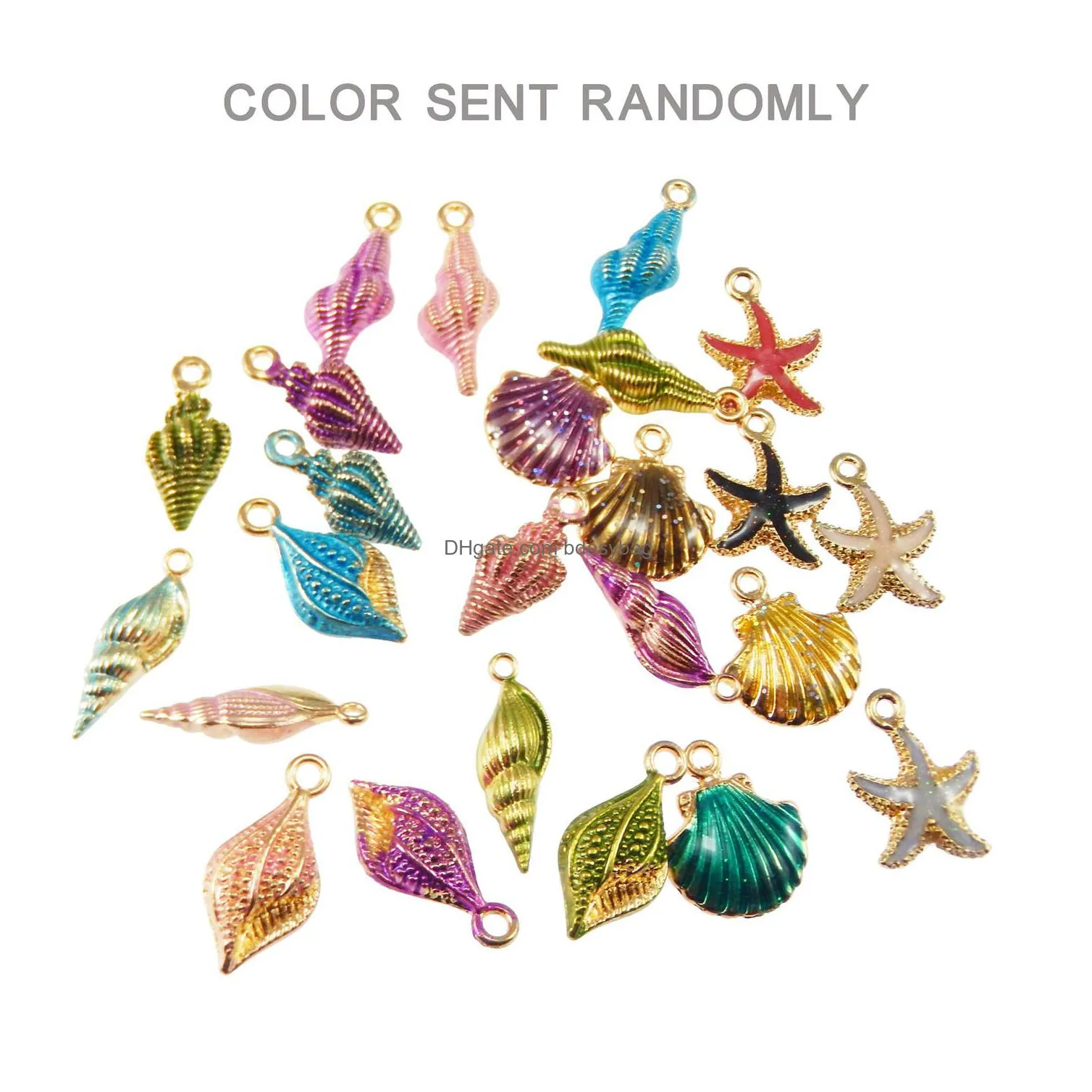 exquisite ornaments 49 pieces of color alloy enamel mixed shell starfish conch jewelry pendant crafts discovery randomly send
