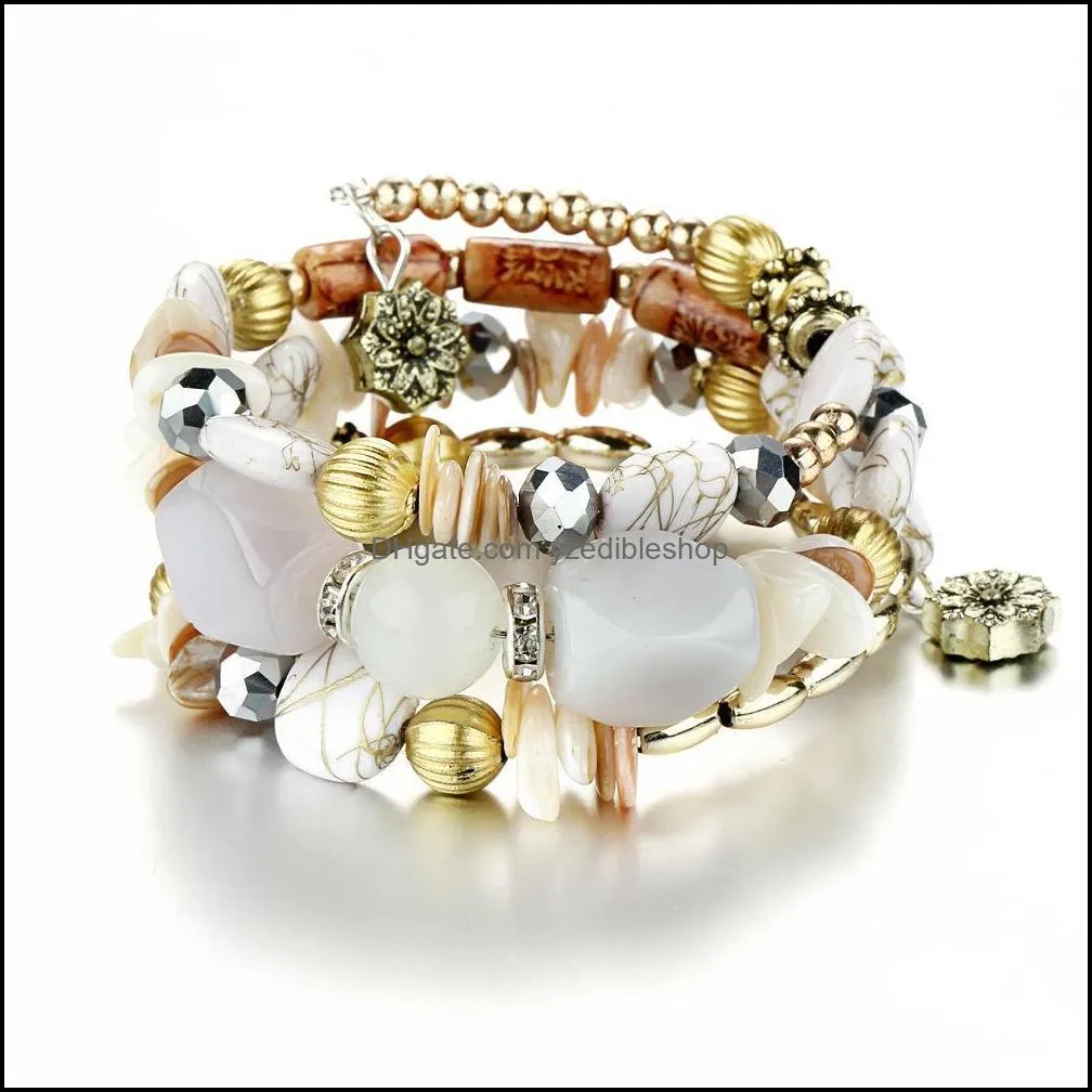 boho multilayer beads charm bracelets beautifully vintage resin stone bracelets bangles pulseras ethnic jewelry charm beaded