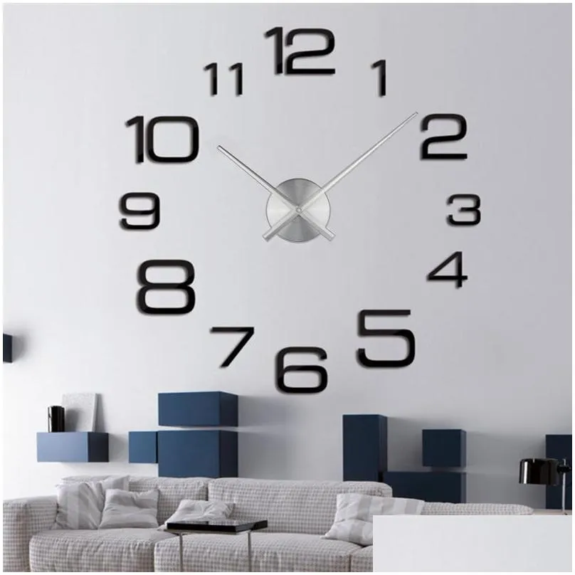 living room 3d large wall clock diy big mirror wall stickers quartz clock acrylic mirror modern design home decoration