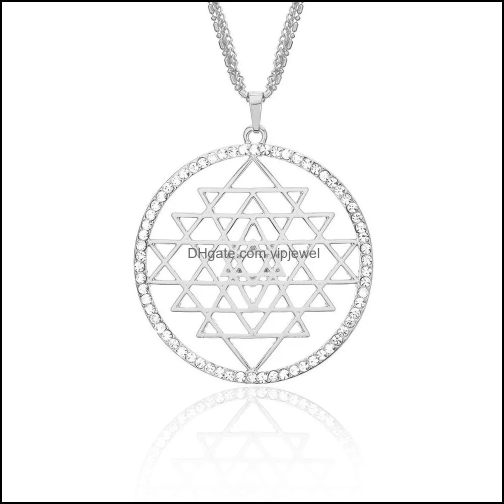 fashion white crystal hollow round rhombus pendant necklace for women 70cm long sweater chain lover gifts wholesale choker