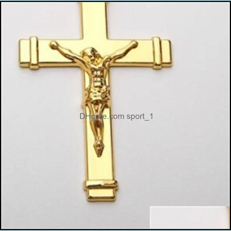 24k gold plated jesus christ cross pendant necklace hip hop rap golden crucifixio cuban chain necklace men jewelry 2245