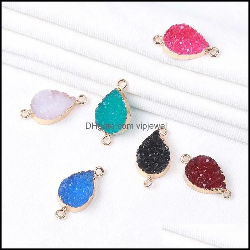  fashion six color nature resin waterdrop geometry durzy pendant necklace for necklace bracelet diy jewelry making