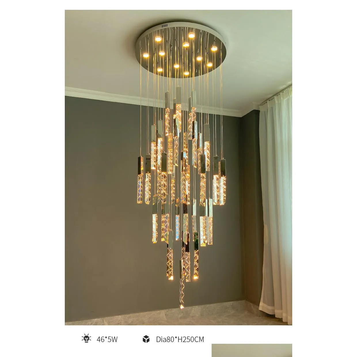 modern loft led chandelier k9 crystal duplex stair chandeliers living room el ceiling luxury pendant lamp apartment lights