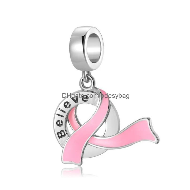 charms silver colors pendants pink flowing ribbon lucky letter charm pendant for jiuhao original bracelet necklace diy jewelry making