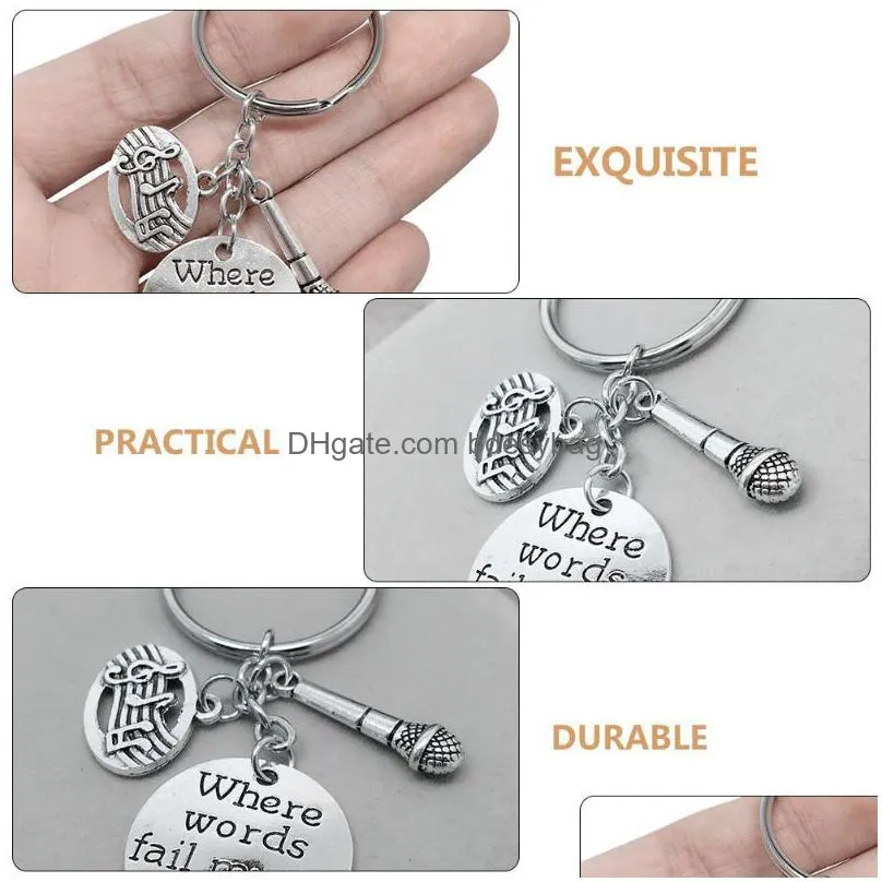 charms 2pcs adorable microphone musical design key chains durable ornaments