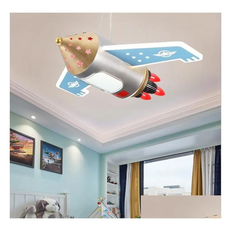  creative space satellite acrylic led chandelier for boys bedroom nursery video arcade hanging lamp home light fixtures