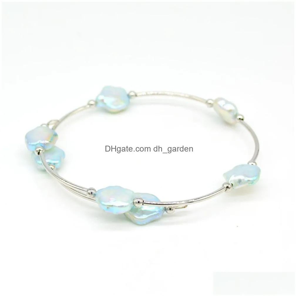 unique high quality factory direct freshwater flower pearls bangle handmade adjustable bracelet charms womens gift shipping